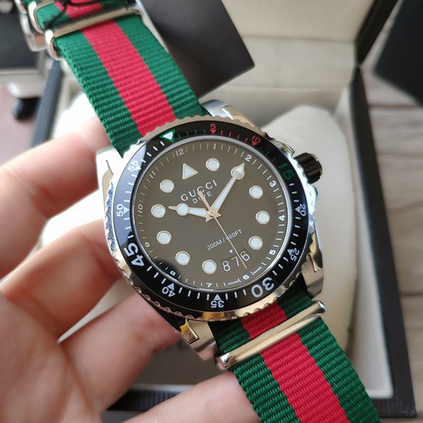 Gucci Replica Watch Men's Dive 45mm Black x Green x Red YA136209A