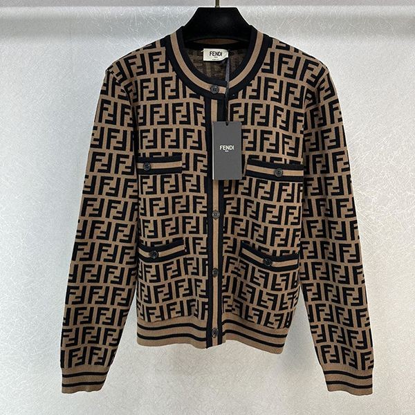 Fendi FF motif knitted cardigan replica feq48501 Fendi FF motif knitted cardigan replica feq48501