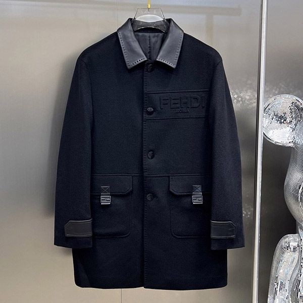 Very popular! Fendi grey cashmere coat replica fep40327