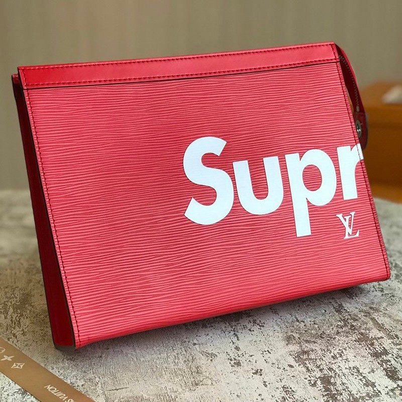 No customs duties Louis Vuitton x Supreme replica Pochette Jour GM clutch bag red M66888
