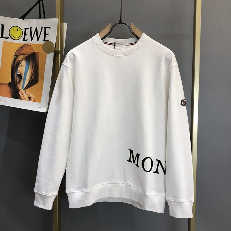 Cute Moncler Side Logo Sweatshirt Replica White moh12039 Cute Moncler Side Logo Sweatshirt Replica White moh12039