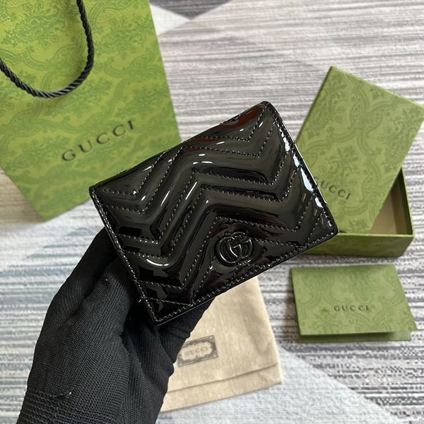 Gucci GG Marmont Patent Card Case Fake Wallet guy33305