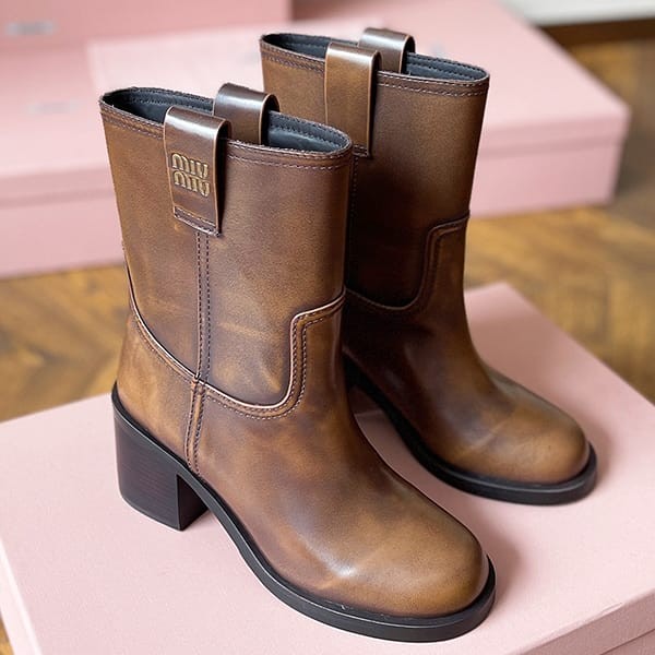 Immediate delivery Miu Miu replica smoked leather ankle boots 5U966D_3KY8_ F0038F075