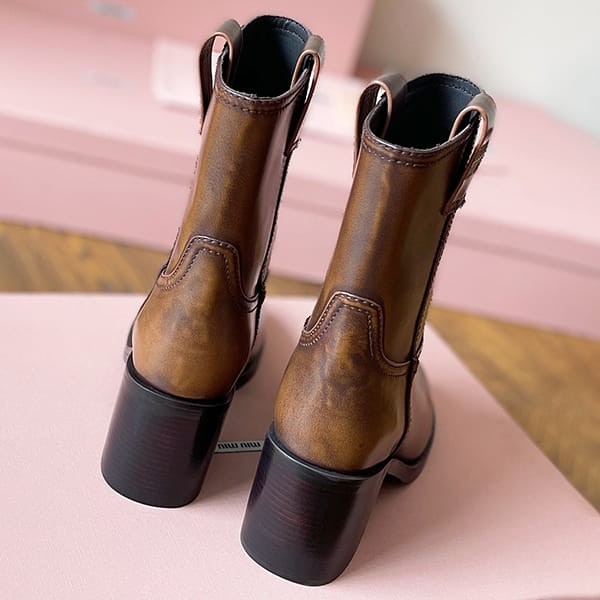 Immediate delivery Miu Miu replica smoked leather ankle boots 5U966D_3KY8_ F0038F075