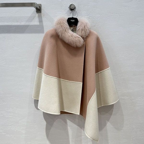New sale Fendi fake cashmere coat with fox fur pockets fex17993