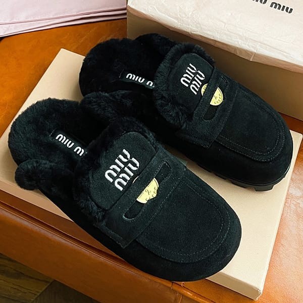 Miu Miu suede boa calfskin shearling shoes replica myf83372 sold out