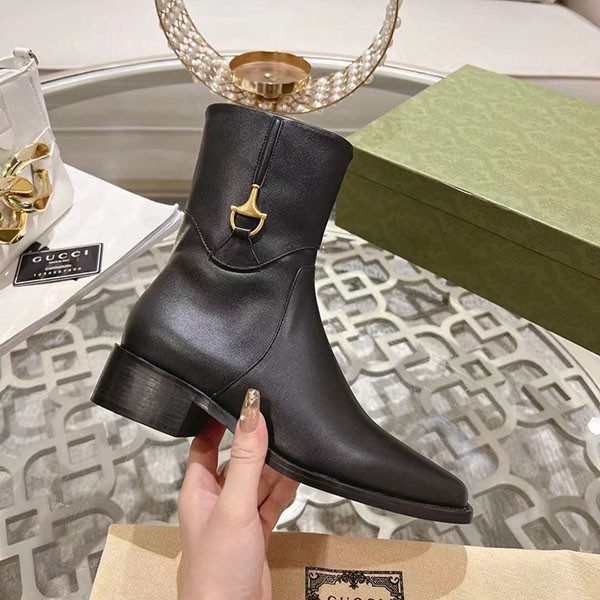 Gucci Sylke Leather Ankle Boots Replica guc28549