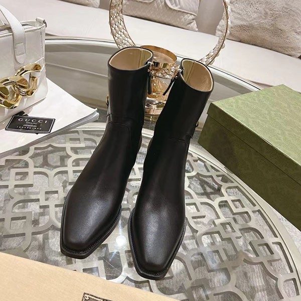 Gucci Sylke Leather Ankle Boots Replica guc28549