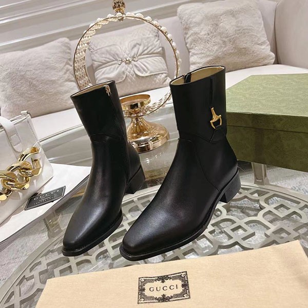 Gucci Sylke Leather Ankle Boots Replica guc28549