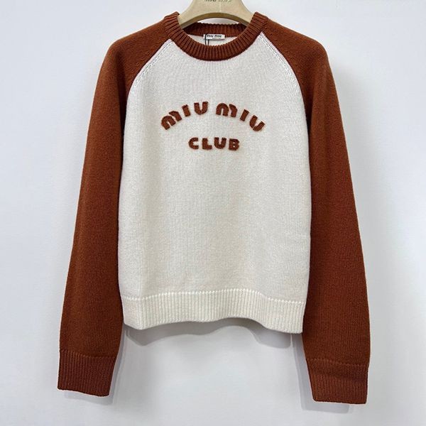 Miu Miu ★ Logo Cashmere Crew Neck Sweater Fake Tax Included mya10356