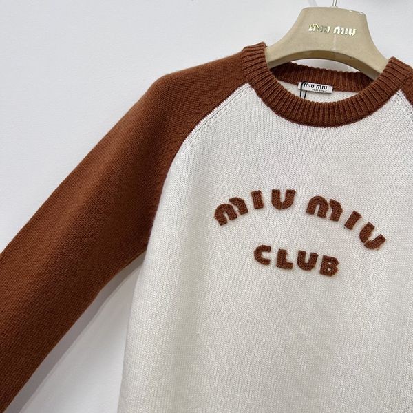 Miu Miu ★ Logo Cashmere Crew Neck Sweater Fake Tax Included mya10356