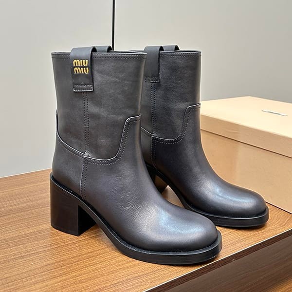 Rare Miu Miu Replica Smoked Leather Ankle Boots myf82739 Rare Miu Miu Replica Smoked Leather Ankle Boots myf82739