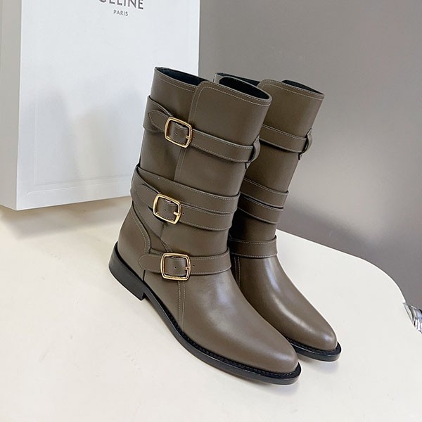 Celine Replica Calfskin Triple Buckle Boots Cep42320