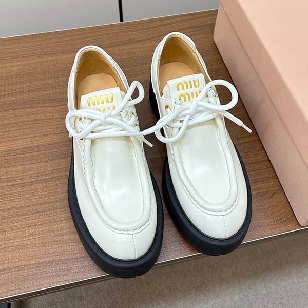 Immediate delivery Miu Miu fake loafers platform lace-up shoes myj83101