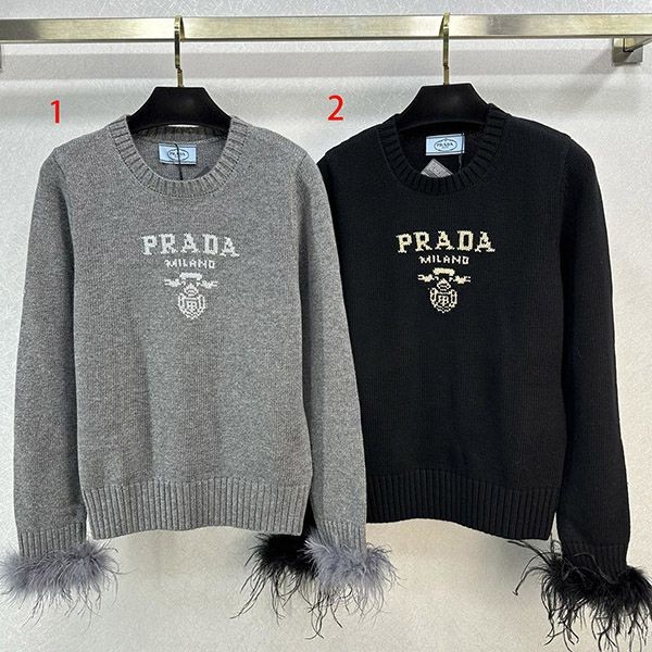 Super Hot! Prada Wool x Cashmere Crew Neck Sweater puq59664
