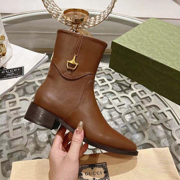 Gucci Sylke Leather Ankle Boots Replica gup47945