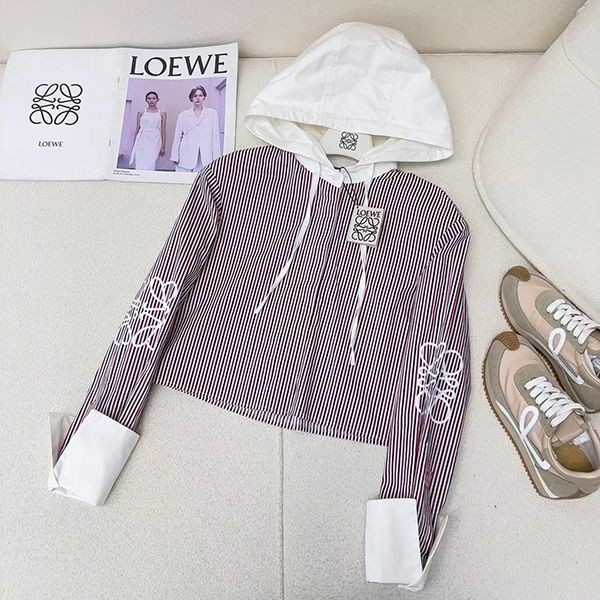 Ultra-limited? [Loewe] Hooded cropped shirt copy loj38802