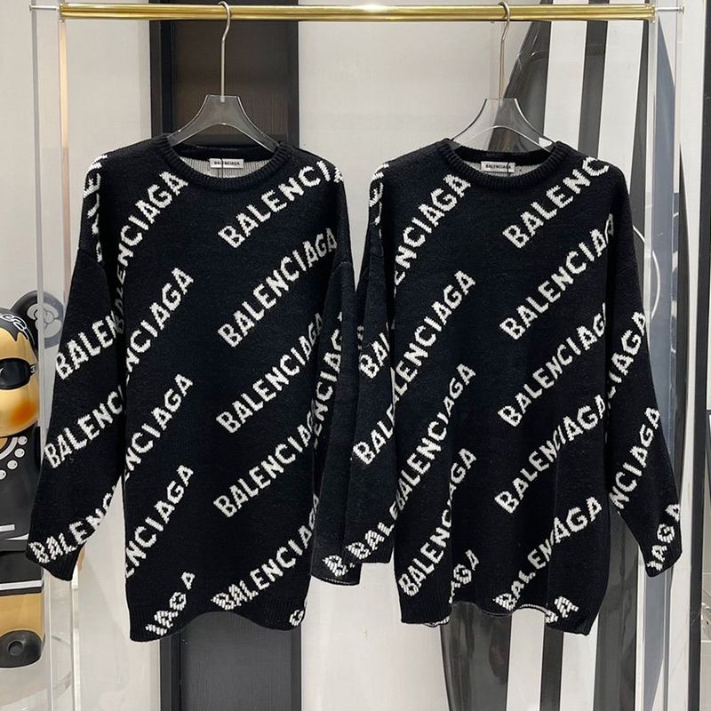 Balenciaga Replica Allover Logo Sweater Knitwear Black baf75877 Sold Out