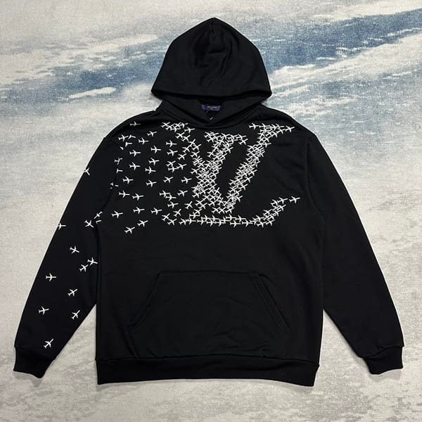 Luxury brand Louis Vuitton Monogram Hoodie Parka Replica Black vui33447