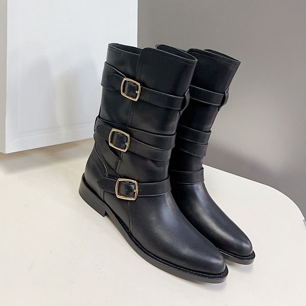 Celine calfskin triple buckle boots replica Cel28566