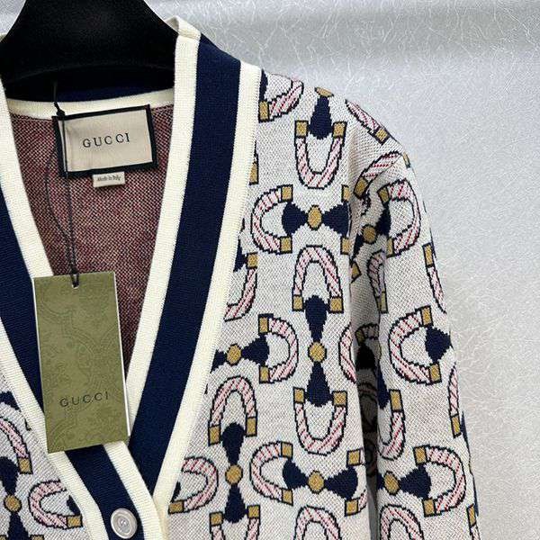 Stylish? Gucci Horsebit Jacquard Cardigan, Grade N, gud08226