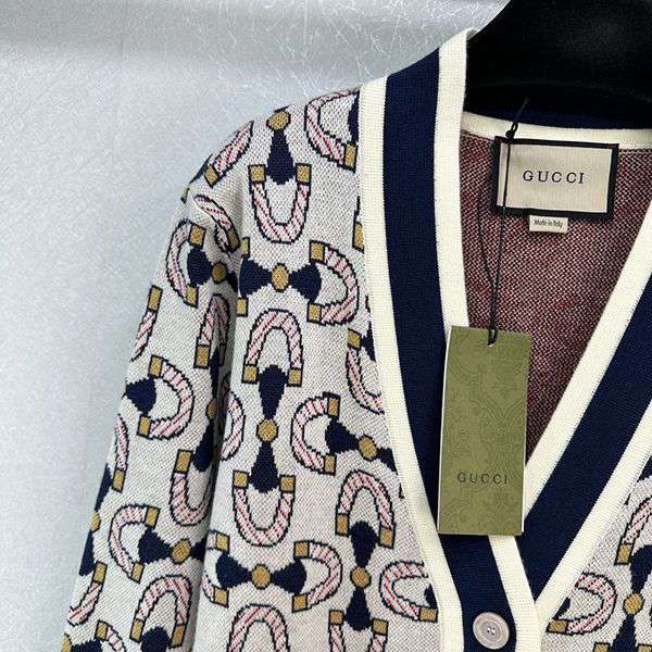 Stylish? Gucci Horsebit Jacquard Cardigan, Grade N, gud08226
