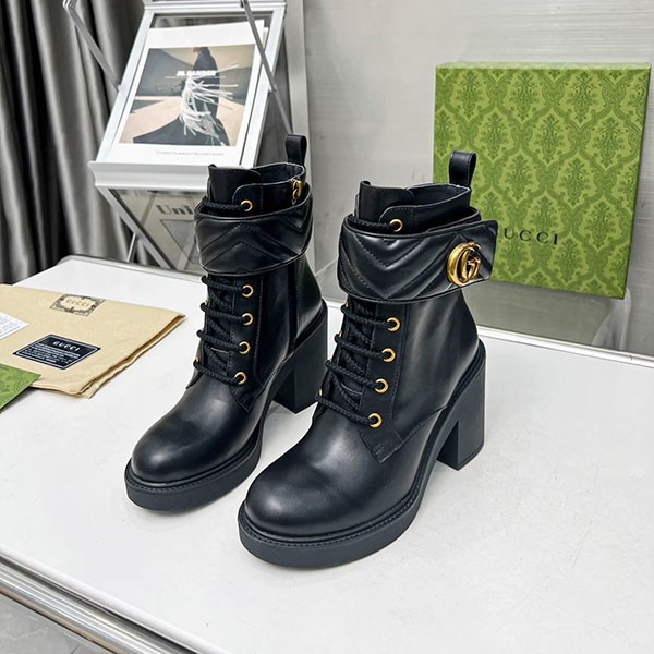 Gucci Replica Genuine Leather★Leg Lengthening Effect★Combat Ankle Boots guv18016