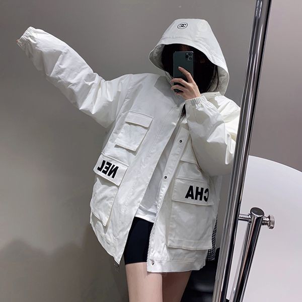 High quality? Chanel CC logo hooded jacket fake? Unisex 2 colors shp07177