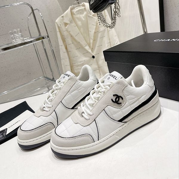 Nice Chanel Sneakers Replica White & Light Grey she23323 Nice Chanel Sneakers Replica White & Light Grey she23323