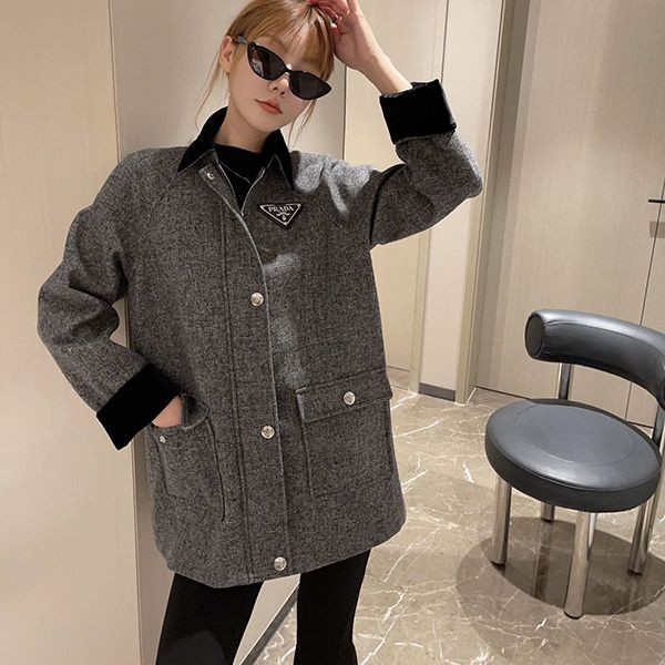 [New 23AW] Prada Cashmere Coat Replica Grade N puz92290