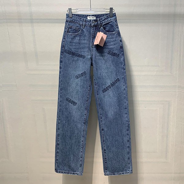 Miu Miu Replica Logo Patch Wide Leg Jeans myl99026