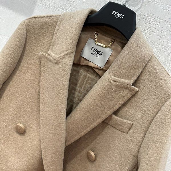 Fendi coat wool FF intarsia mink pocket fen38948