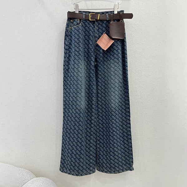 Miu Miu logo denim pants replica myq30232