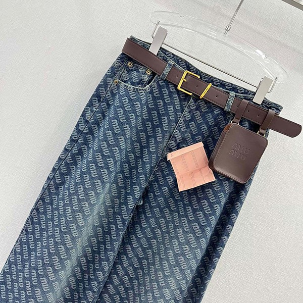 Miu Miu logo denim pants replica myq30232