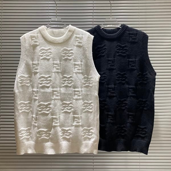 Immediate shipping Fendi replica sleeveless wool round neck sweater 2 colors feh79681 Immediate shipping Fendi replica sleeveless wool round neck sweater 2 colors feh79681