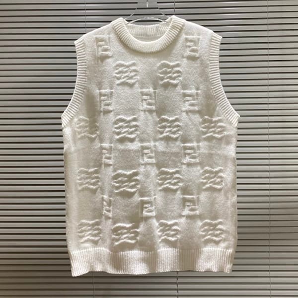 Immediate shipping Fendi replica sleeveless wool round neck sweater 2 colors feh79681