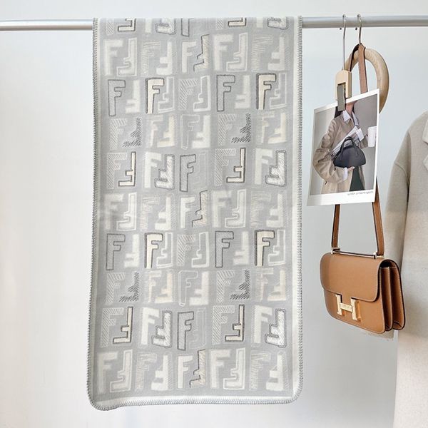 Limited edition rare Fendi FF motif logo cashmere scarf fake fek96074