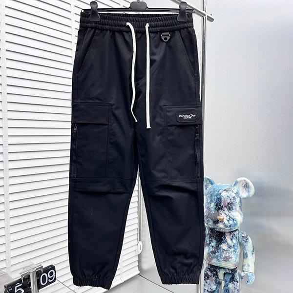 [Very convenient] Dior replica cargo pants, black, cotton, logo, deb43764