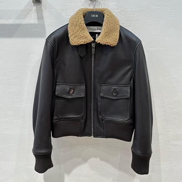 [Great Deal] Dior Jacket Replica Leather and Beige Lambskin deq62594