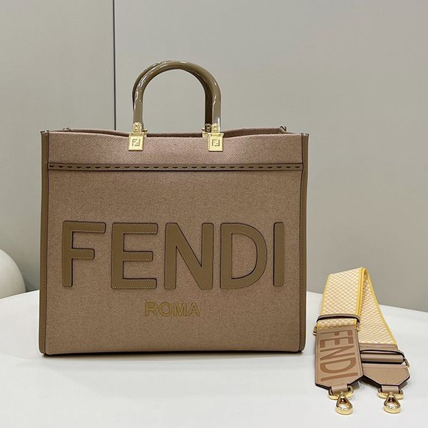 Stylish? Fendi Sunshine Medium Tote Bag Fake Logo Leather feg63520