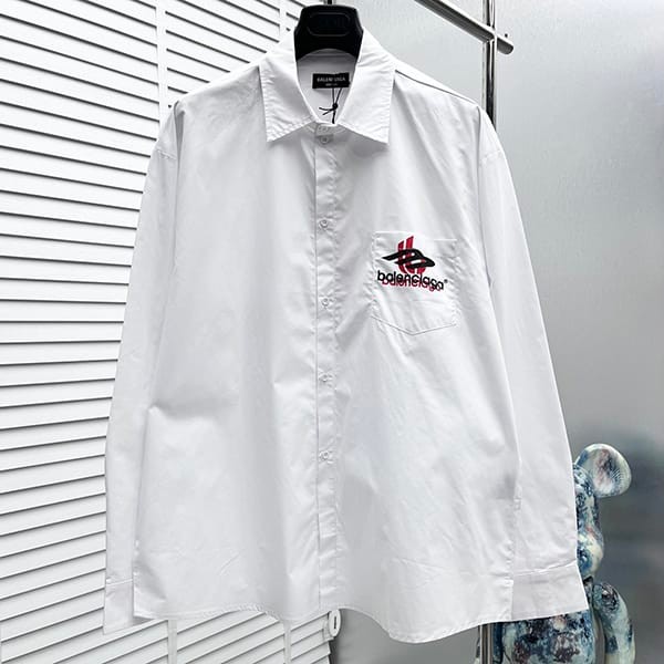 Cheap price! Balenciaga cotton poplin shirt with logo fake bav93186