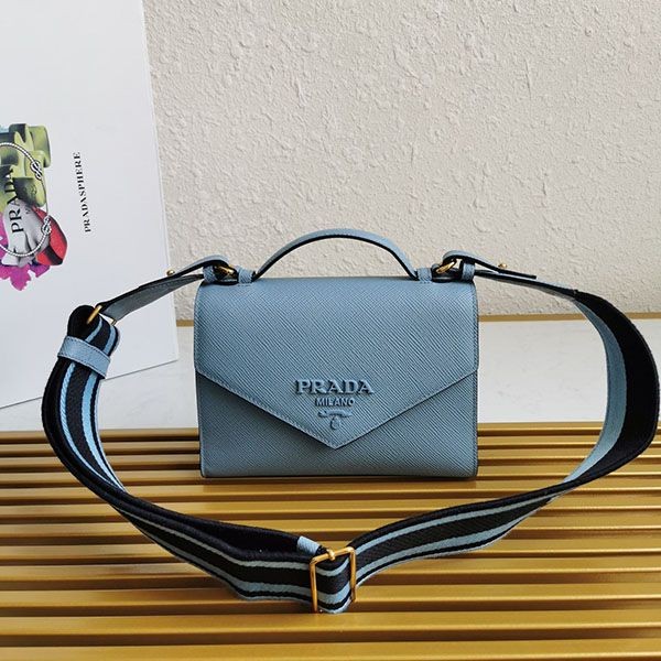 Super Hot Topic! [Prada] Monochrome Saffiano x Leather Bag Replica pus61552
