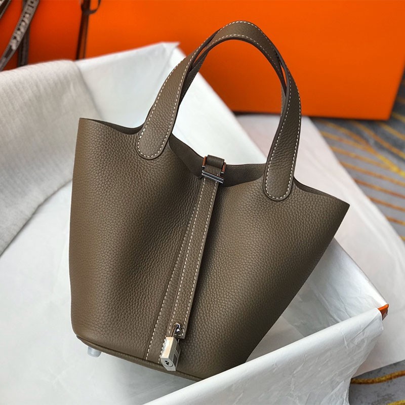 Extremely hard to find Hermes Picotin Lock Replica Clemence Silver Hardware he26044