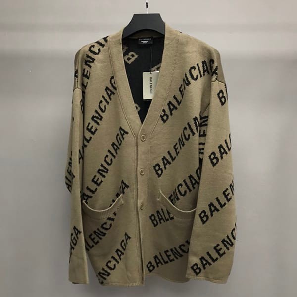 Love at first sight? Balenciaga logo print cardigan pink wool knit copy baa66353