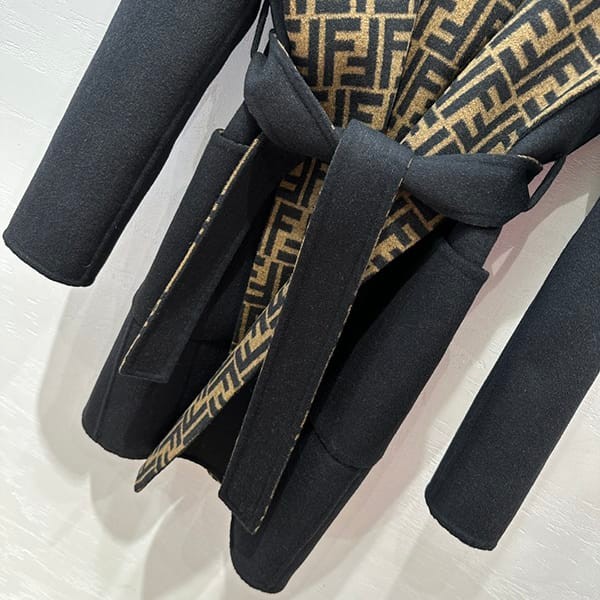 Attention ★ Fendi Replica Beige Wool Jacket Reversible feu52617