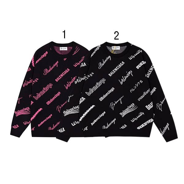 Best price challenge Balenciaga all-over long sleeve sweater logo fake 2 colors 724858T16651070