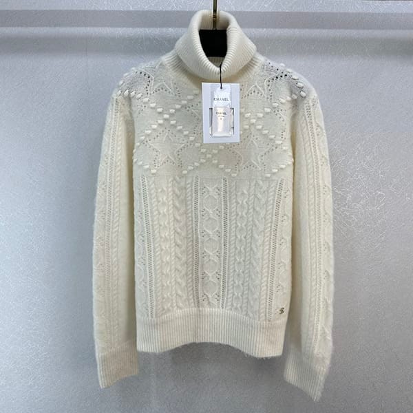 Extremely rare! Replica Chanel turtleneck jacquard knit sweater shz18625