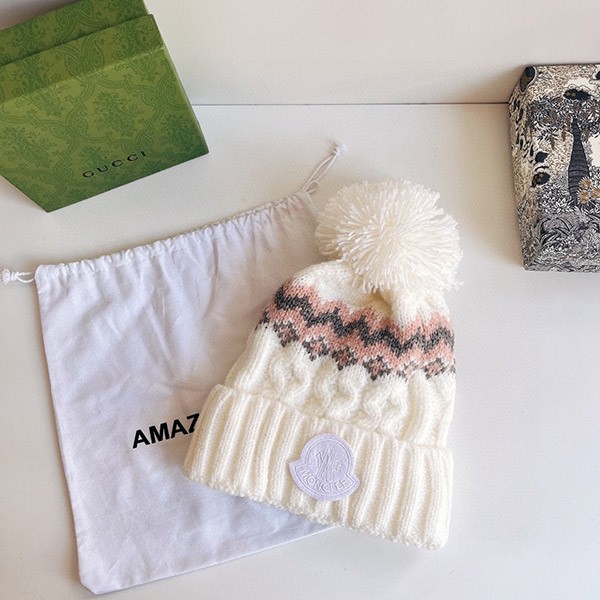 Moncler Replica Pompom Knit Hat White mox13179