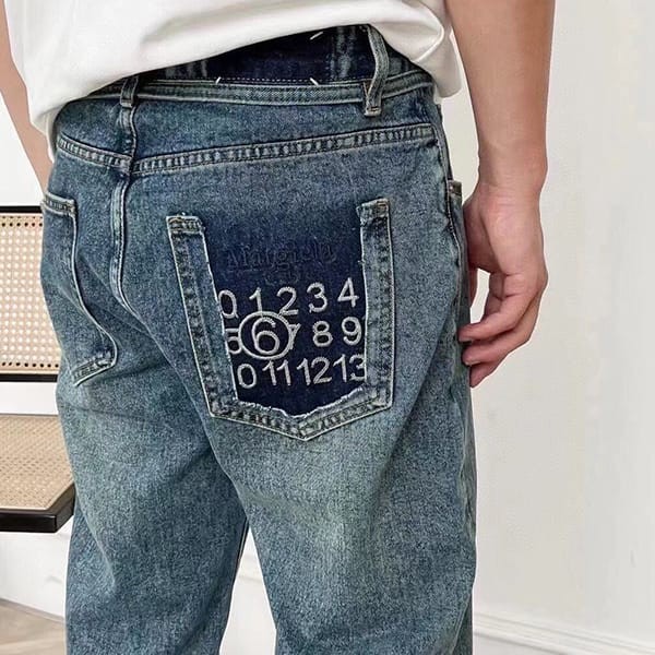 Very popular! Maison Margiela copy mid rise straight jeans blue Maq26872