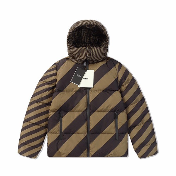 Fendi FF Zucca Pecan reversible short down jacket replica few89325